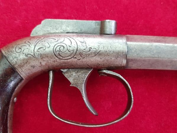 An unusual American small size antique percussion single shot Bootleg pistol circa 1840. Ref 1920